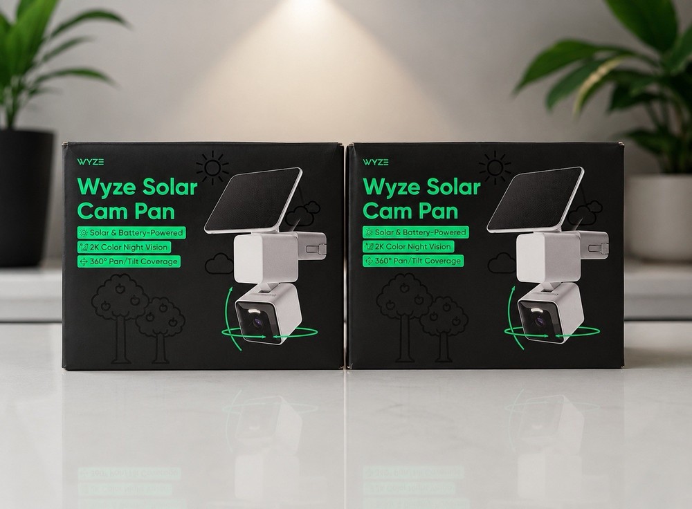 Solar Pan Cam 2-Pack, Solar Outdoor Home Security Camera, with 2K HD Color Night