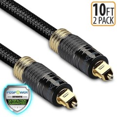 FosPower 2x 10FT Gold Plated Nylon Braided Digital Optical Audio Toslink Cable