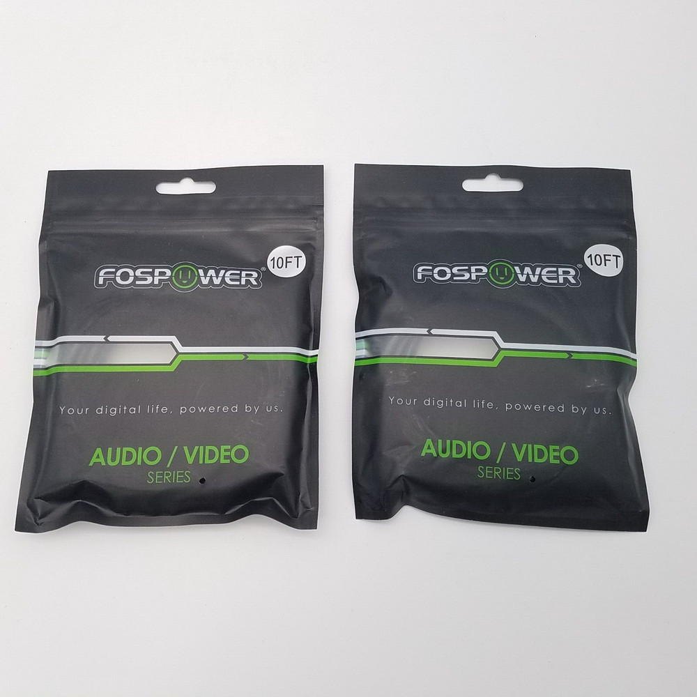 Lot of 2 Fospower Mini Toslink to Toslink S/PDIF Fiber Optic Audio Cables 10ft