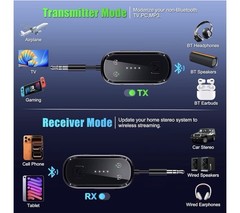 Bluetooth 6.0 2-in-1 TX/RX 3.5mm AUX Adapter Type-C Charging Low Latency