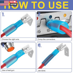 160Pcs Heat Shrink Spade Connectors,Awg 22-10 Female and Male Wire Connectors,Qu