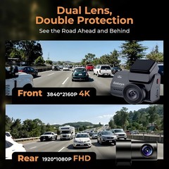 Gekeye 4K+1080P Dual Dash Cam w/ WiFi GPS Night Vision + 64GB SD | New Sealed