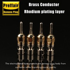 4PCS Brass Rhodium Plated Hi-end Audio Banana Plug Solder Locking Male Connector