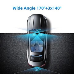 360° 4 Channel 1080P HD Car Dash Cam Front and Rear Inside Left Right + Camera