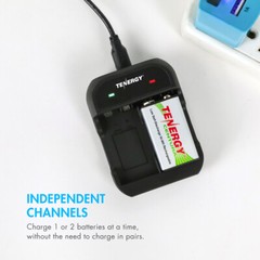 Tenergy TN141 2 Bay 9V Charger Combos with 9V NiMH Rechargeable Batteries