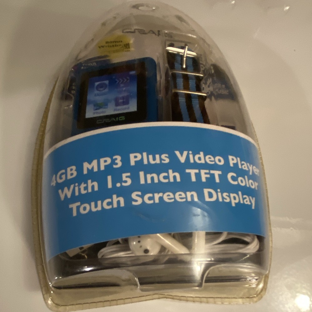 Craig 4GB MP3 Player Video Playback 1.5in Touch Color Screen Blue USB