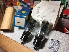 2x NOS BlackPlate DualDisc 6AS7G/6H13C ~ Vintage CokeBottle Reflektor PowerTubes