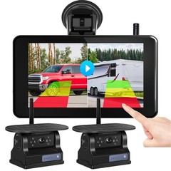 Solar Magnetic Wireless Backup Camera 1080P Monitor TouchScreen Car Truck Camper
