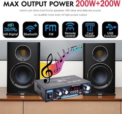 AK35 Stereo Amplifier Home Audio Max 200W Power 2Channel Stereo Receiver with BT