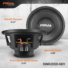 2x PRV Audio 10MR2000-NDY 10″ Midrange Speakers 4000 Watts Neodymium 8 Ohm PRO