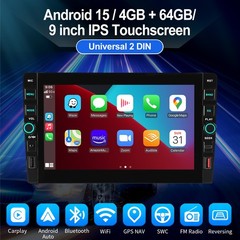 9″ 4+64G Apple CarPlay Double 2 DIN Car Stereo Radio Android GPS Head Unit SWC