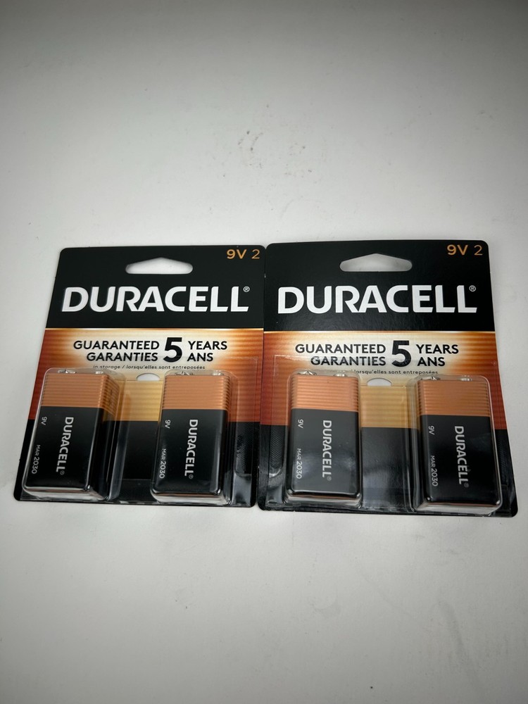 DURACELL 9 VOLT BATTERIES 4 TOTAL BATTERIES EXP. 2030 NEW SEALED PACKAGING