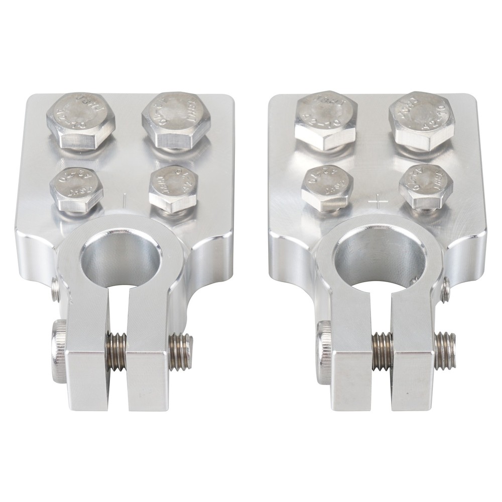 4 Spot Flat Lug Battery Terminal For SAE Top Post Clamp Car Audio Pair