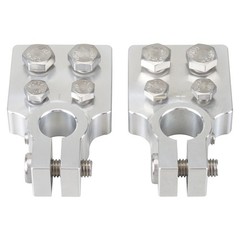 4 Spot Flat Lug Battery Terminal For SAE Top Post Clamp Car Audio Pair