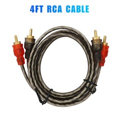 2pcs 4 Ft Rca Cables 2 Channel Shielded Twisted Interconnect Car Audio Amp Cable