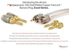 FanLock Excel Series 24k Gold Plated Banana Plugs, 10-18 AWG | 4 Pcs (2-Pairs)