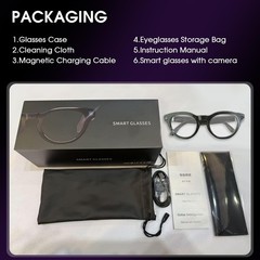 AI Smart Glasses with Camera 4K, 8MP HD Recording Glasses with Open-Ear Sound…