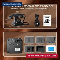 Bluetooth Retro Phone Wireless Landline Telephone Speakerphone Music for Home