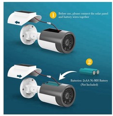 security camera-fake solar (White 2Pack,Battery not Included)