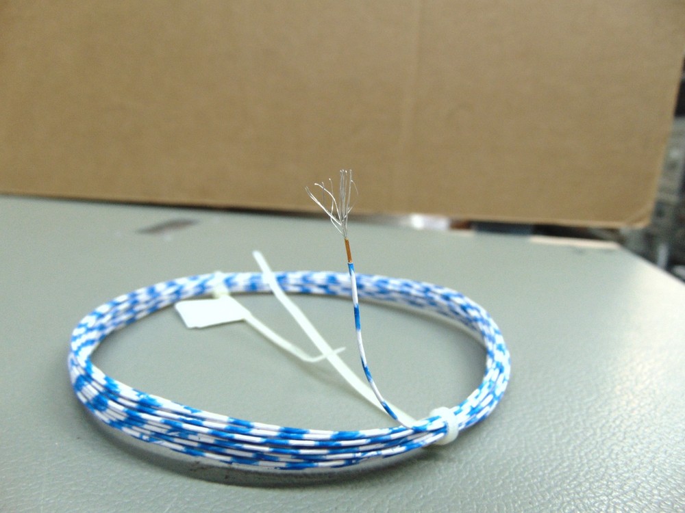 25 ft Vintage 26 AWG Silver plated copper Kapton PTFE Wire White Blue 19 strand