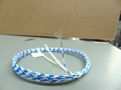 25 ft Vintage 26 AWG Silver plated copper Kapton PTFE Wire White Blue 19 strand