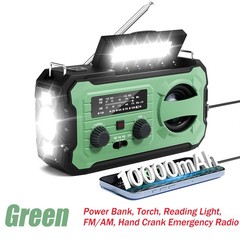 Emergency Solar Hand Crank Weather Radio 10000mAh Power Bank Charger Flash Light