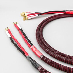 Canare 4S11 Bi-Wire Speaker Cable Pair | Red Flex Braided 2 to 4 Banana.