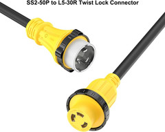 Marine Shore Power Adapter Cable 50-Amp to 30 Amp Nema SS2-50P to L5-30R, Marine