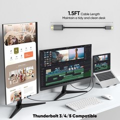 Short USB C to HDMI Cable 4K 1.5FT, Slim USBC Male Grey
