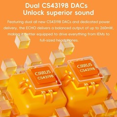 FiiO Echo Retro Hi-Res Portable DAP, Dual DAC, Bluetooth 4.4mm Balanced (Orange)