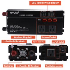 7000W Power Inverter DC 12V 24V To AC 110V 220V Pure Sine Wave Solar Converter