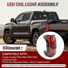 2022-25 Toyota Tundra Left Driver Side LED Tail Light–Compatible Replacement