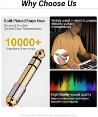6.35Mm (1/4 Inch) Male to 3.5Mm (1/8 Inch) Female Headphone Adapter – 24K Gold-P