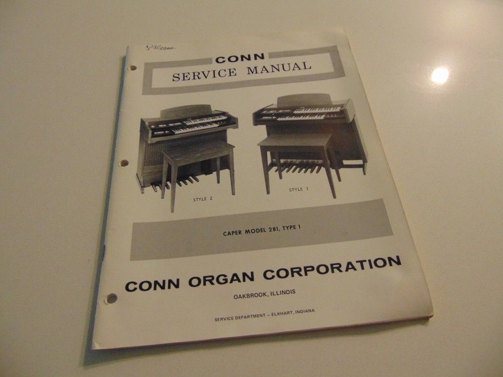 Conn Organ Caper 281 Type 1 Style 1/2 Service Repair Shop Manual Schematics
