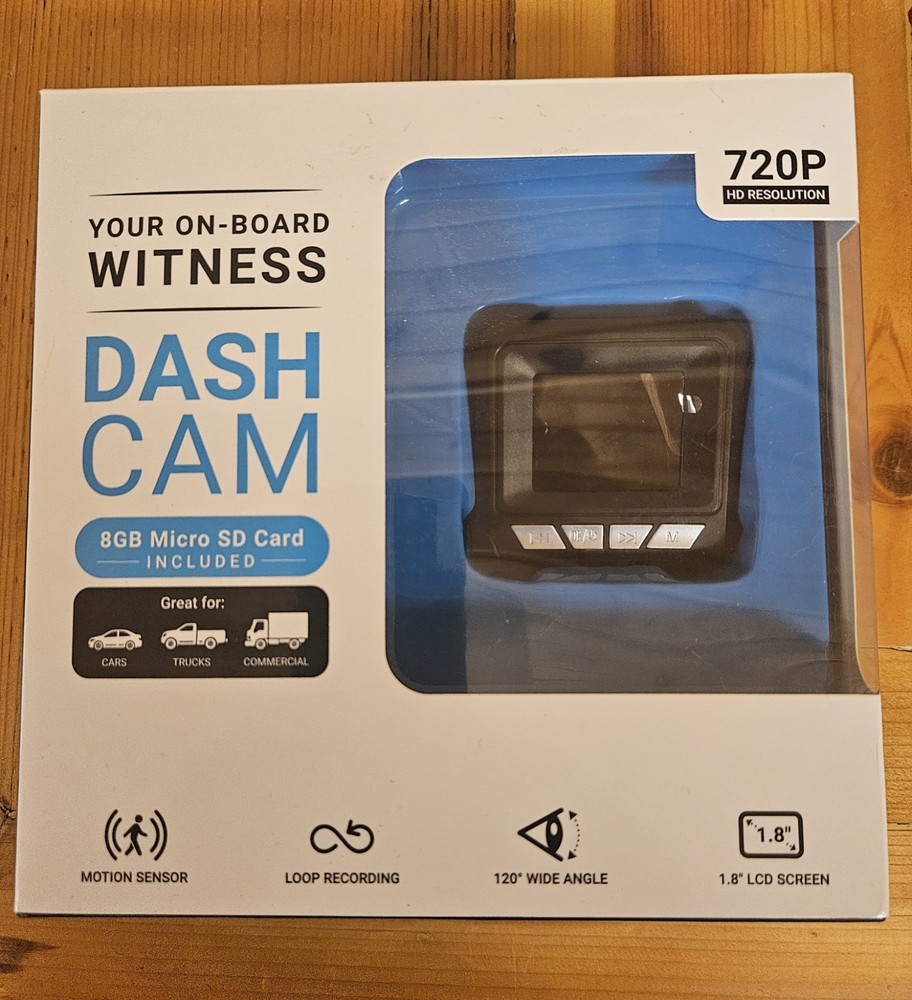Pilot Automotive 720p Dash Cam With Mount & 8GB SD Card, New in Box