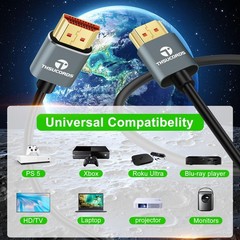 Ultra Thin 8K 4K HDMI Cables 3.3FT 2 Pack, Slim & Flexible Soft High Speed HD…