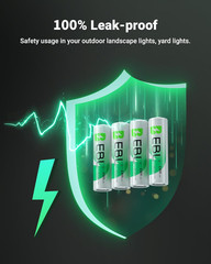 **12 Pack Solar AA Rechargeable Batteries 1300mAh NiMH 1.2V for Outdoor Solar Li