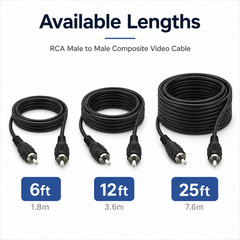 RCA Male to Male Composite Video Cable – 6ft / 12ft / 25ft
