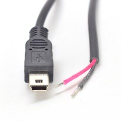 1pc 30cm Mini USB Male Plug Cable 2 Wires Power Pigtail Cable Cord DIY Black
