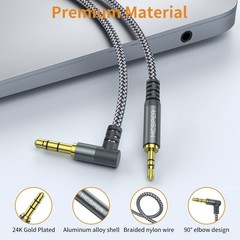 3.5Mm to 2.5Mm Aux Audio Cable (6.6FT), 90 Degree Right Cord Compatible with Bos