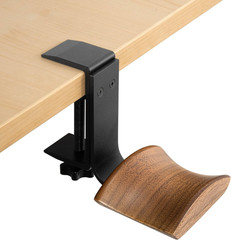 Headphone Holder with 6Cm Wide Walnut Headrest,Adjustable Clamp-On Headset Stand