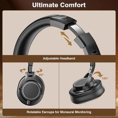 New Bee Studio Headphones Wired Over-Ear DJ Monitor 50mm Drivers 3.5/6.35mm Jack