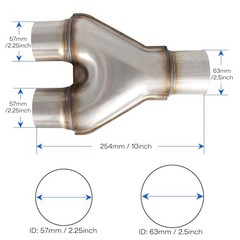 2.5 Inch Exhaust Y Pipe,2.5″Single to 2.25″Dual Stamped Exhaust Adapter