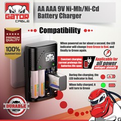 Universal Batteries Charger AA AAA 9V NiMH NiCD Rechargeable Batteries Plug-In