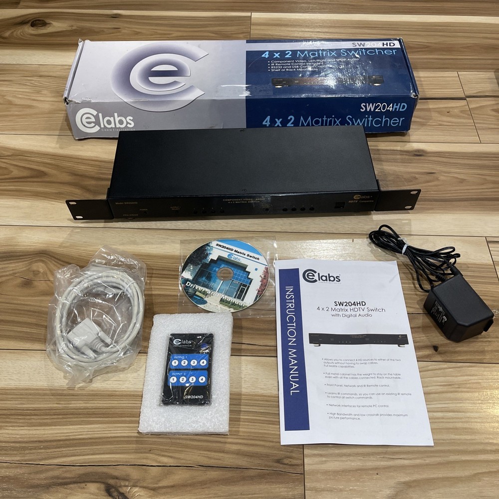 NEW OPEN BOX CE Labs SW204HD 4×2 Matrix A/V Switcher With Remote RS232/USB