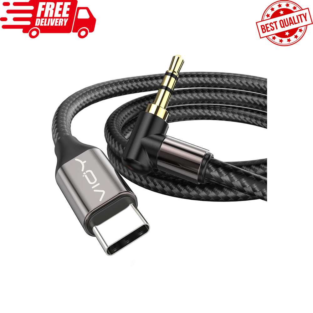 USB C to Aux 3.3 FT, Type C to 3.5Mm Male Aux Cord for Car 90 Degree, USB-C to H