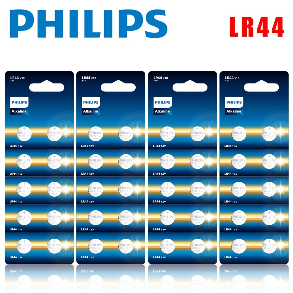 Philips 40PCS AG13 LR44 A76 357 LR1154 SR1154 SR44 1.5V Button Battery Coin Cell