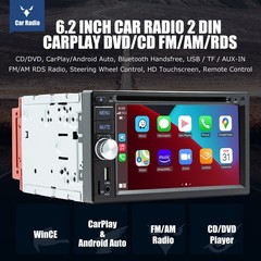 Double 2 DIN Car Stereo DVD CD Player 6.2″ Touchscreen Head Unit BT Carplay CAM