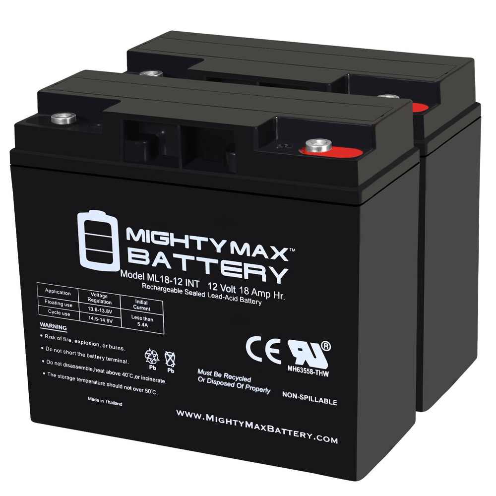 Mighty Max 12V 18AH SLA INT Replacement Battery for JNC100, JNC110 – 2 Pack