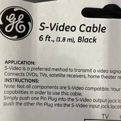 6 ft. GE S-Video Cable DVD TV AVR Satellite Receiver Black AV23244 {D1}